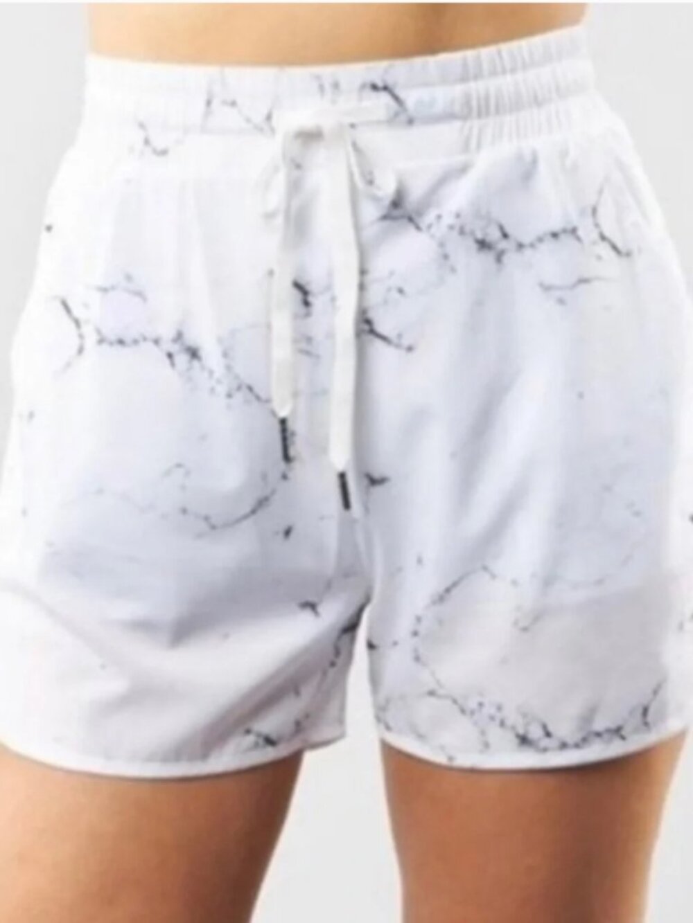 BuffBunny White Marble Athletic Shorts